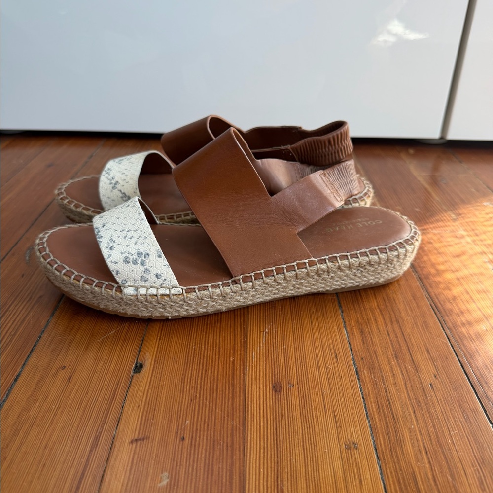 Women’s Brown Leather & Snakeskin Espadrille Sandals